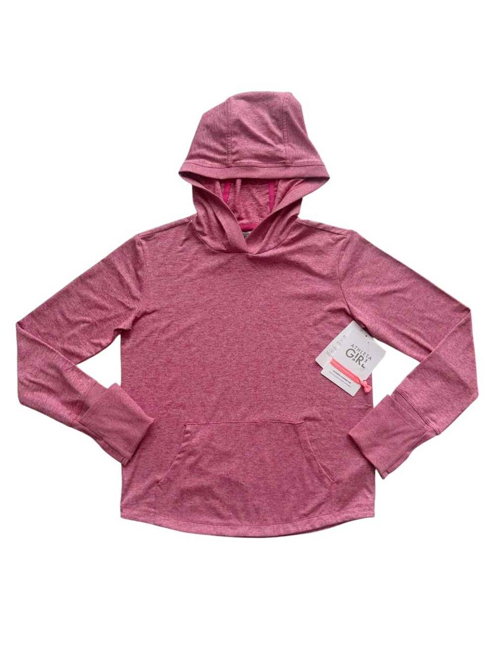NWT Athleta Girl Uptempo Hooded Top Heather Pink Size Large (12)